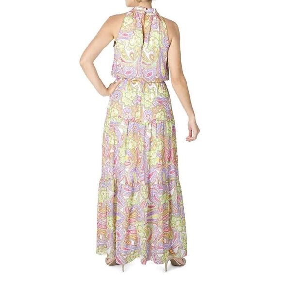 NEW Julia Jordan Pastel Paisley Soft Girl Chiffon Tiered Maxi Dress Sz 16 - Picture 3 of 16